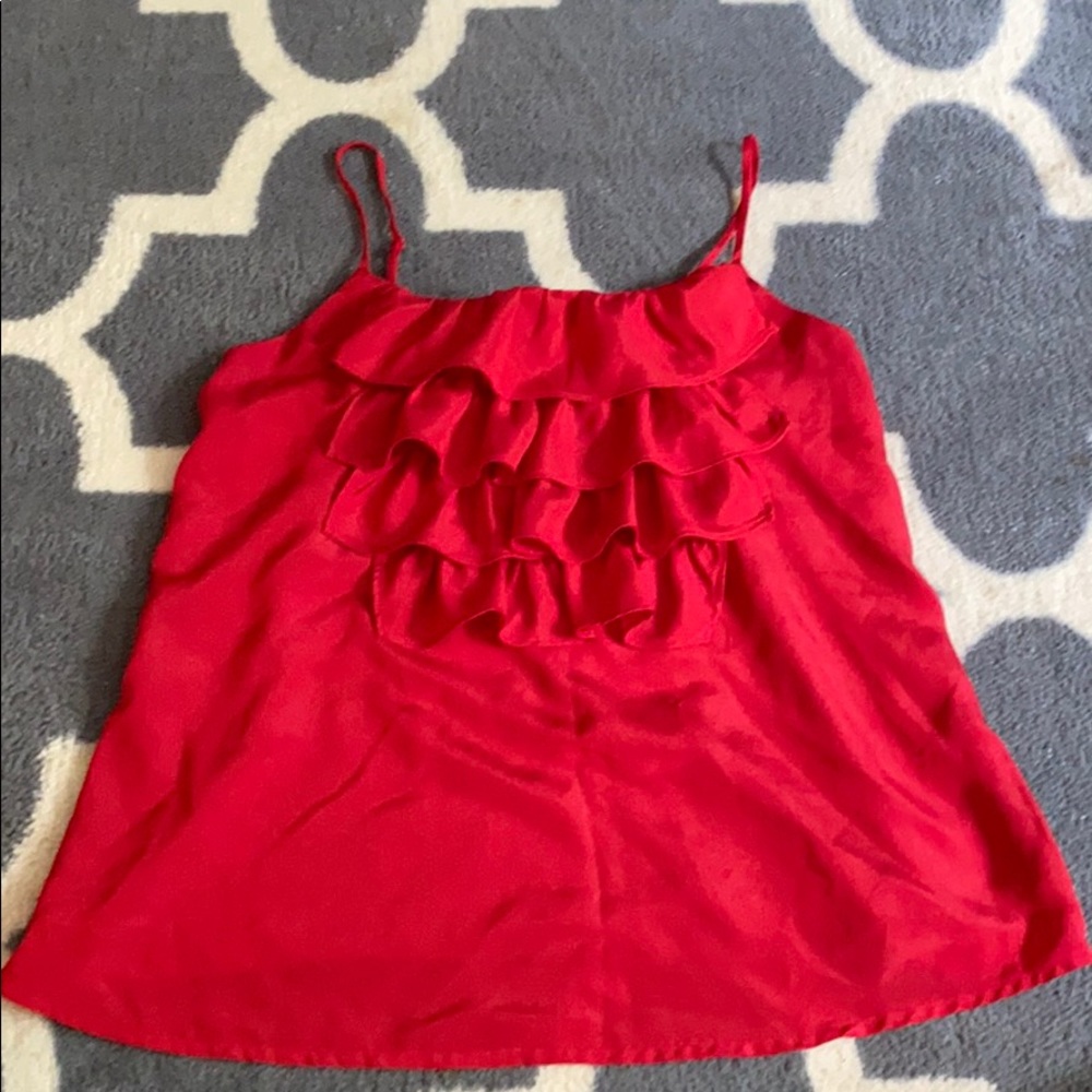 Red tank top with ruffles